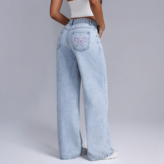 EVORAH® PINK BOWS BAGGY JEANS