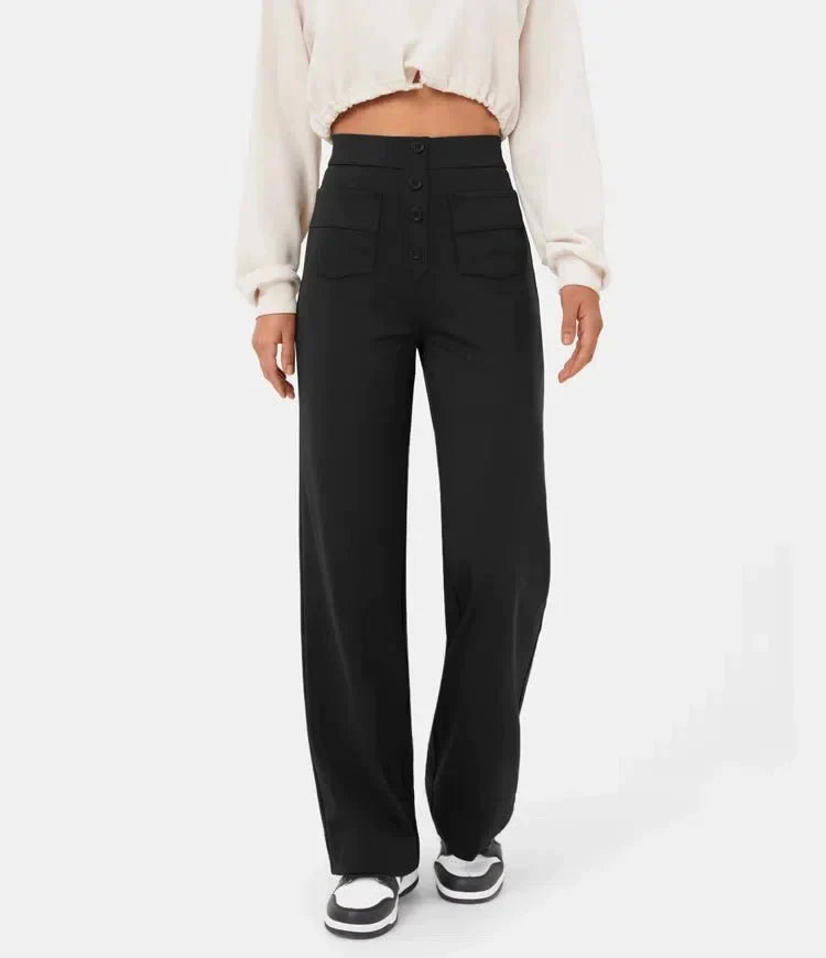 Elastische pantalon met hoge taille