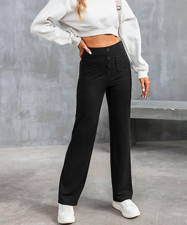 Elastische pantalon met hoge taille
