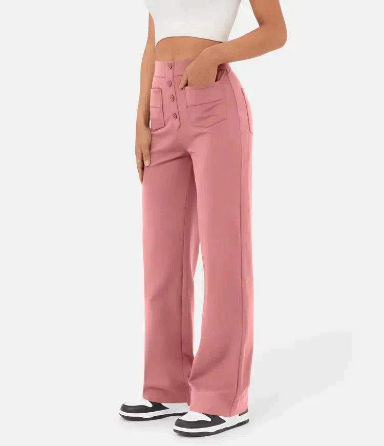 Elastische pantalon met hoge taille