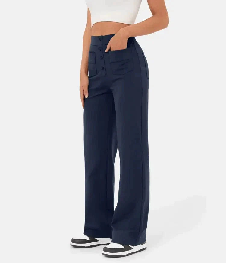 Elastische pantalon met hoge taille