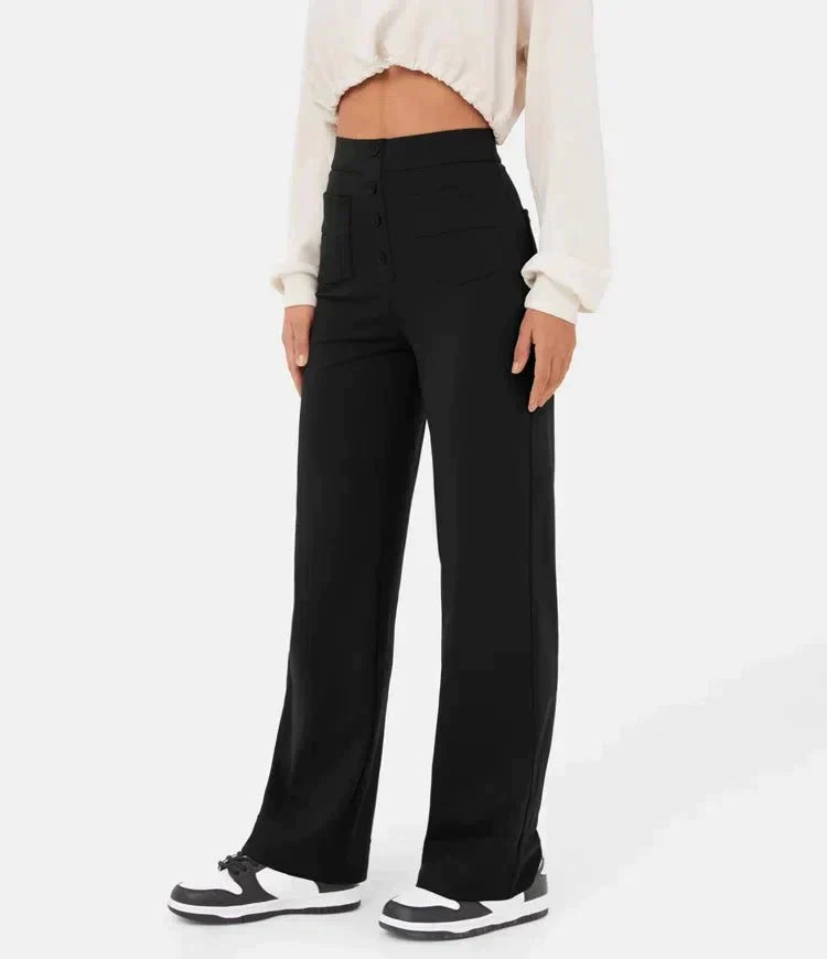 Elastische pantalon met hoge taille