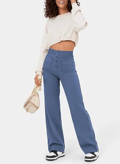 Elastische pantalon met hoge taille