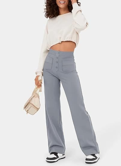 Elastische pantalon met hoge taille